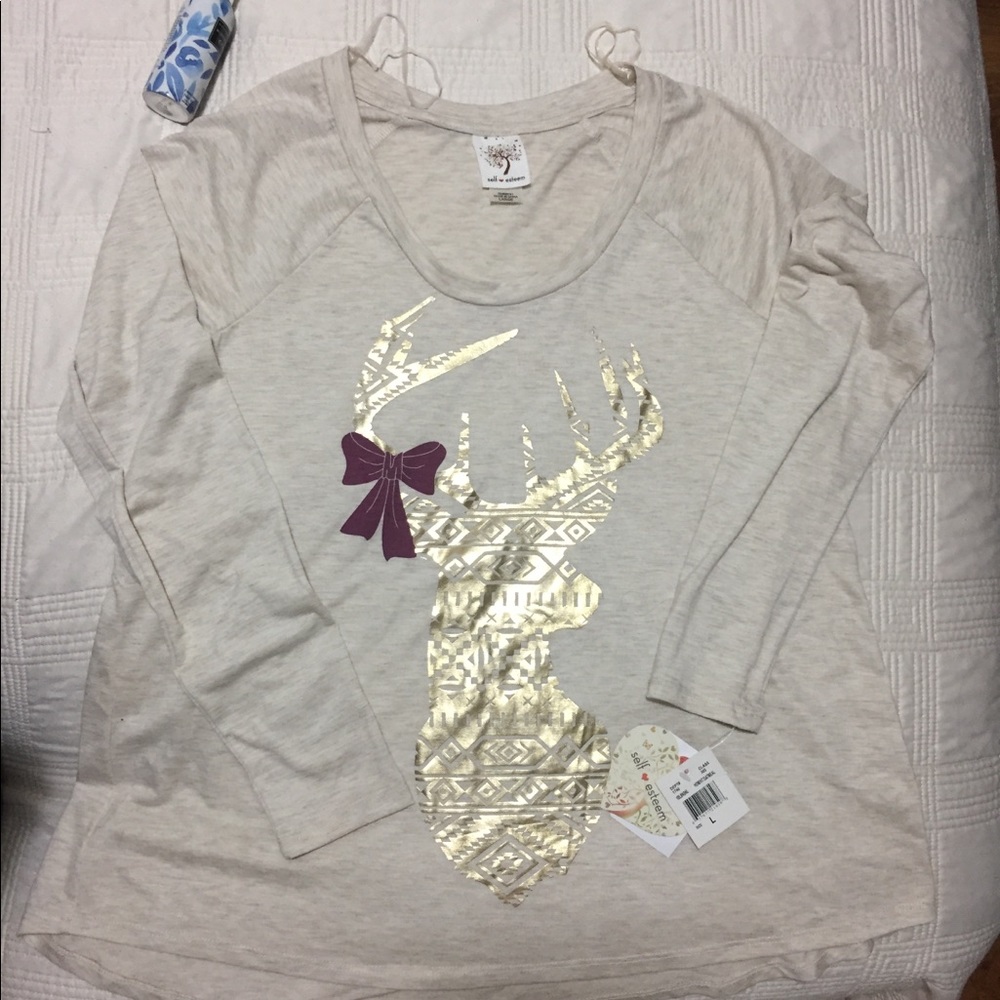 NWT💖💖Self esteem  reindeer long sleeve shirt